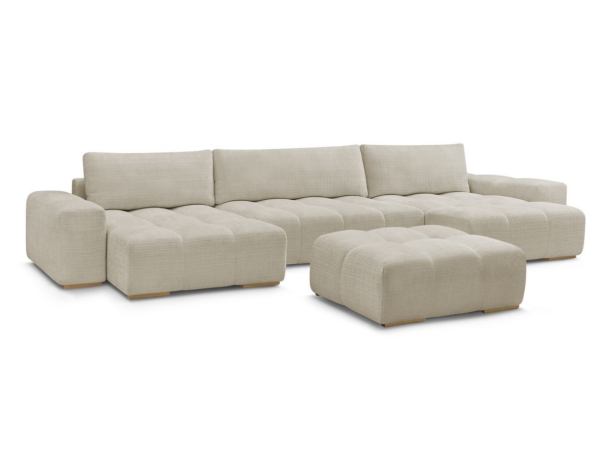 U-sofa ANAKIN i teksturert stoff med puff