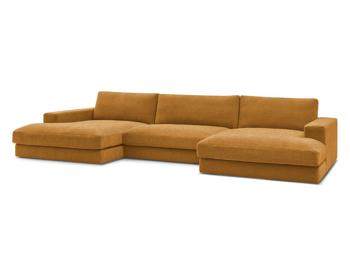 Kompakt U-sofa LEONARD i teksturert stoff