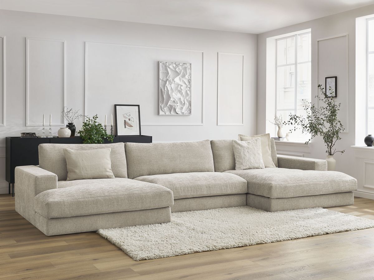 Kompakt U-sofa LEONARD i teksturert stoff