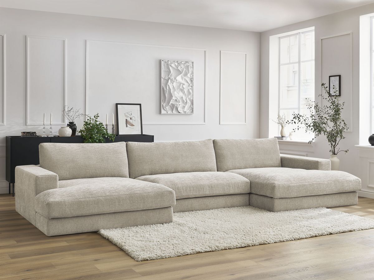 Kompakt U-sofa LEONARD i teksturert stoff