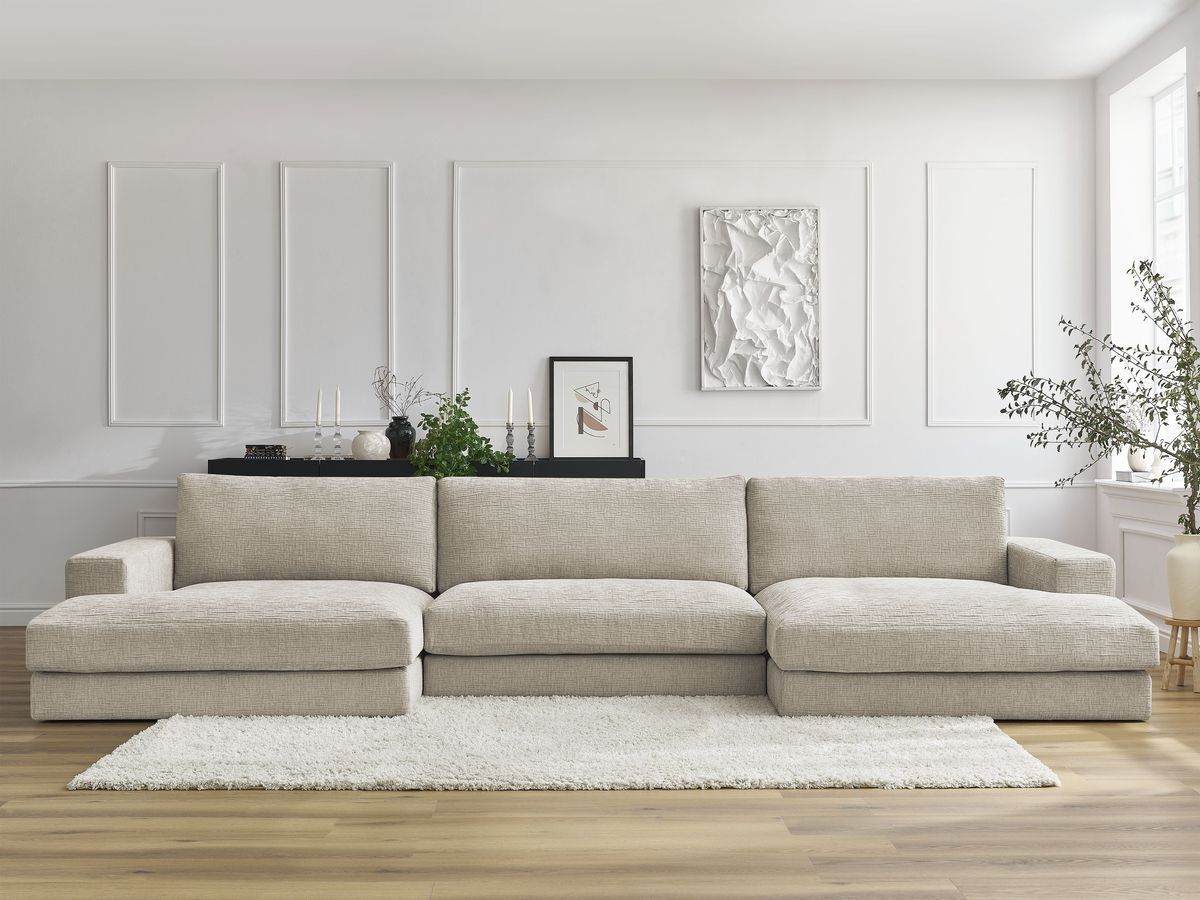 U-sofa LEONARD i teksturert stoff