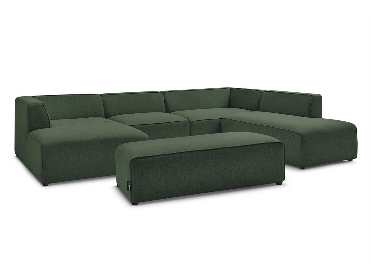 U-sofa MEGEVE med puff i melert stoff