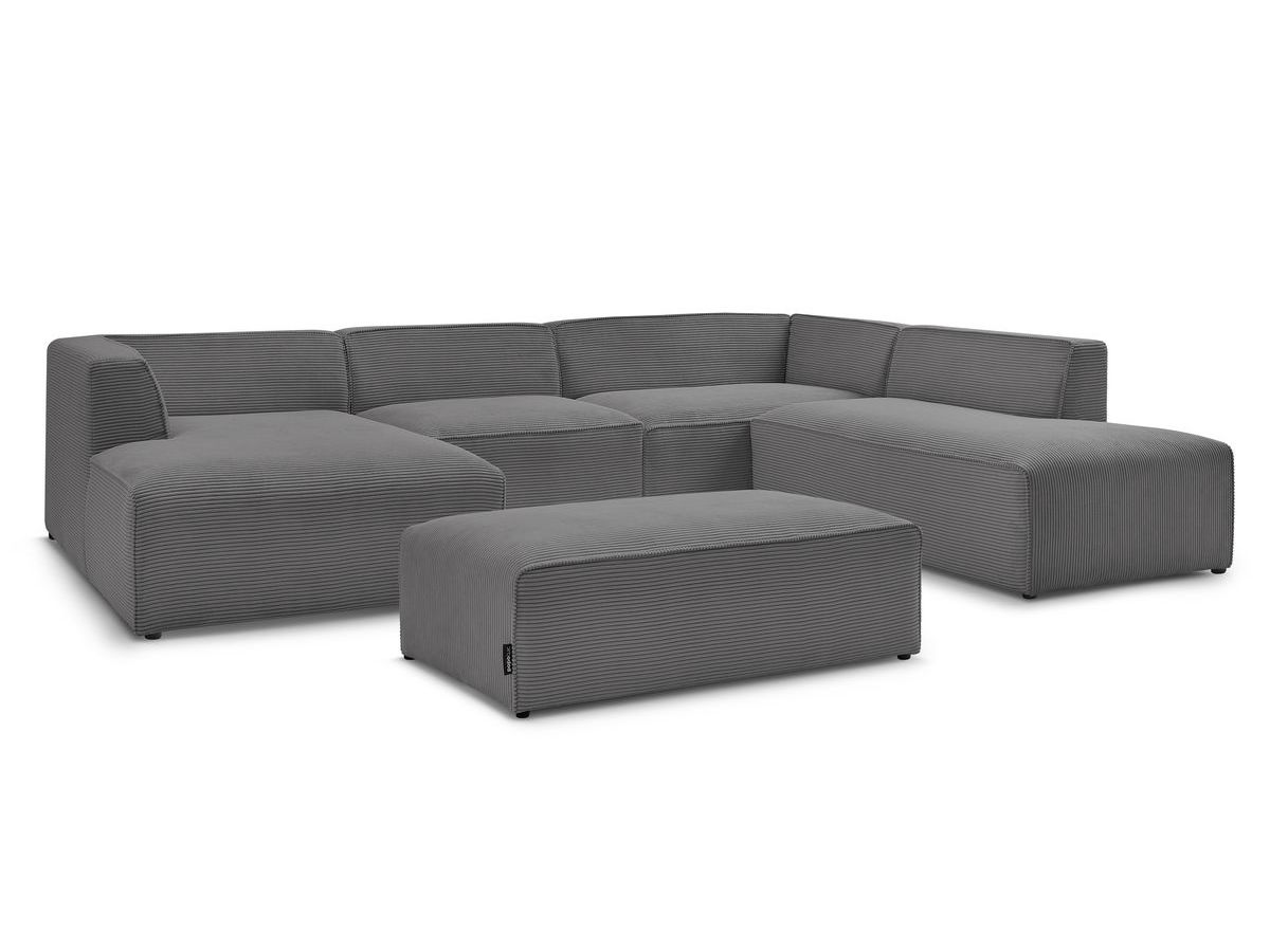 U-sofa MEGEVE med puff i kordfløyel