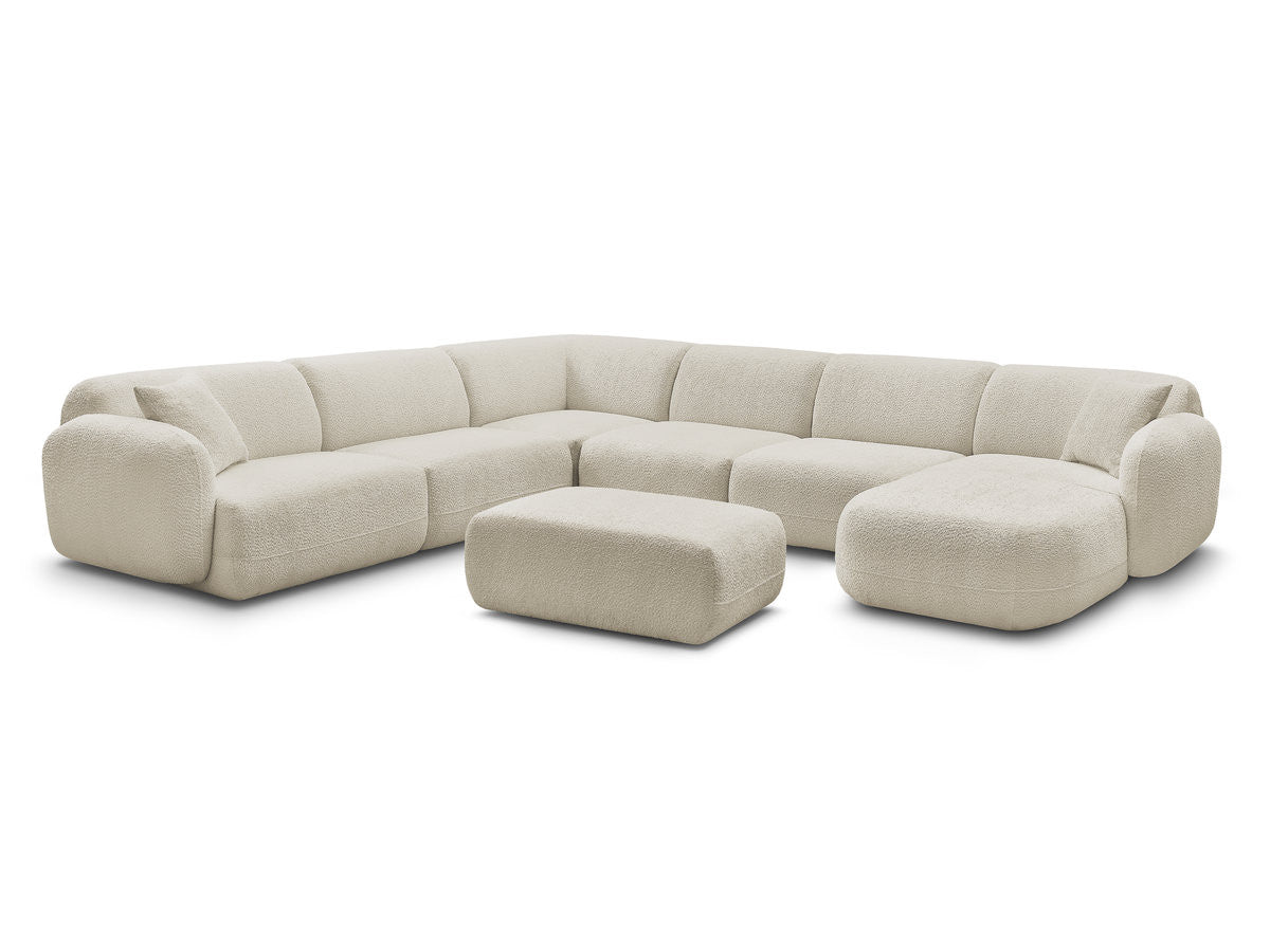U-sofa modulær ANDA med 4 sittemoduler, 1 sjeselong, 1 hjørne og 1 puff