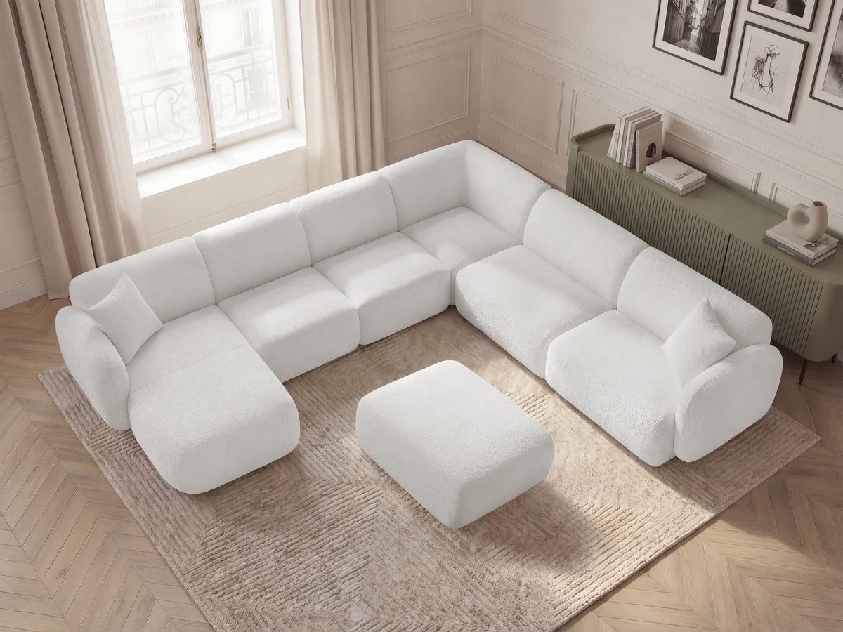 U-sofa modulær ANDA med 4 sittemoduler, 1 sjeselong, 1 hjørne og 1 puff