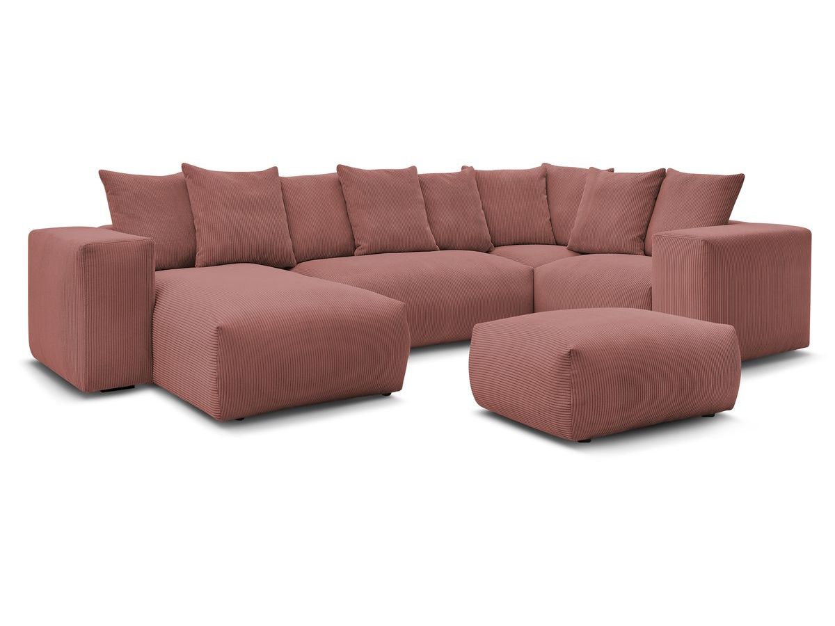 U-sofa modulær VOLTAIRE med 1 sjeselong, 1 hjørne, 2 sittemoduler og 1 puff