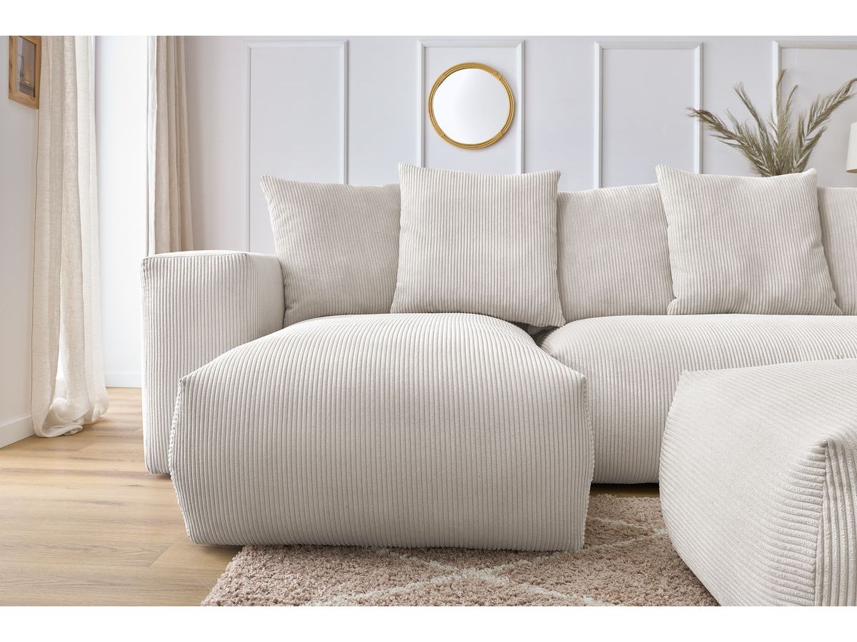 U-sofa modulær VOLTAIRE med 1 sjeselong, 1 hjørne, 2 sittemoduler og 1 puff