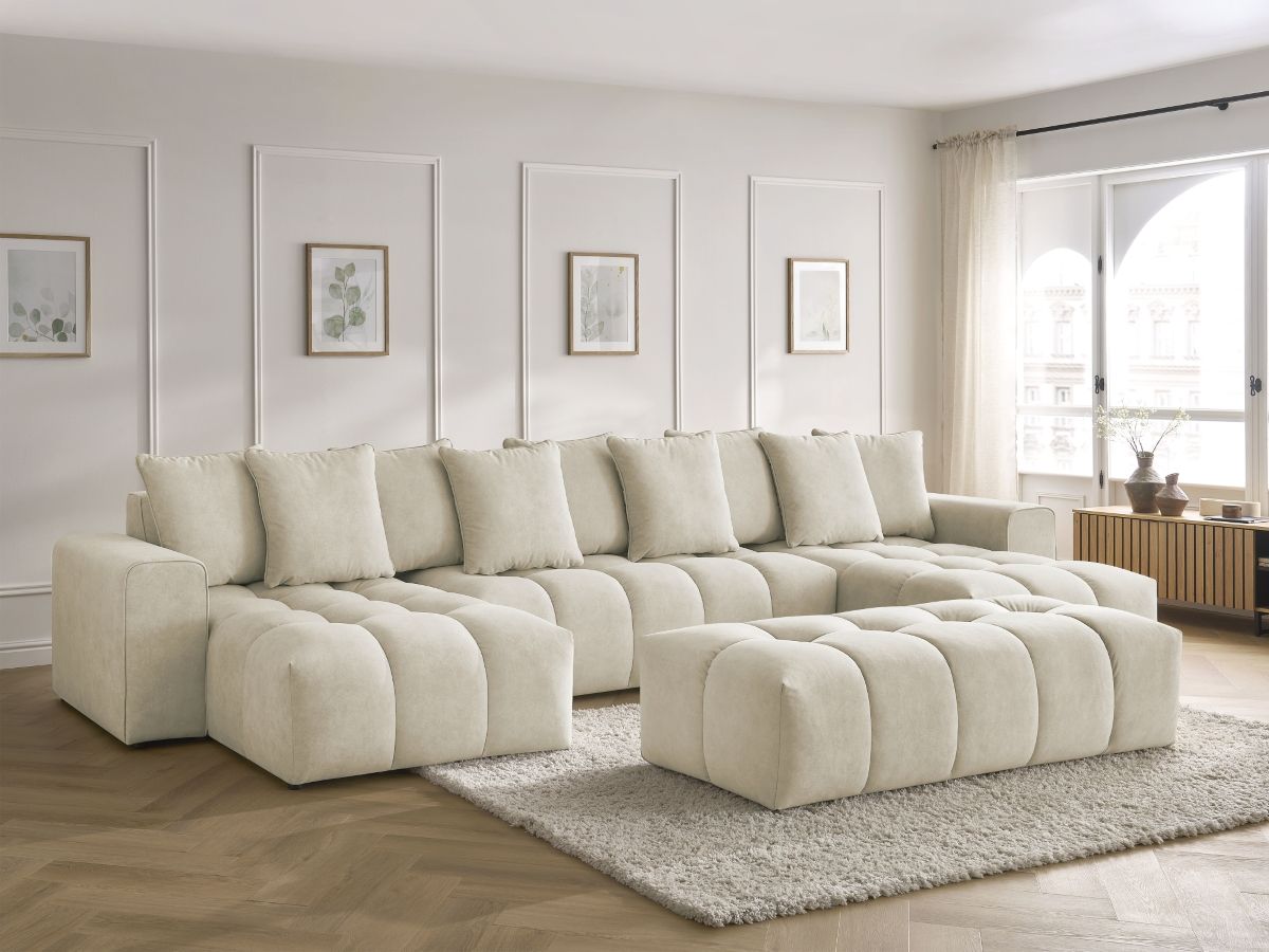 U-sofa MONT-BLANC fløyel med puff