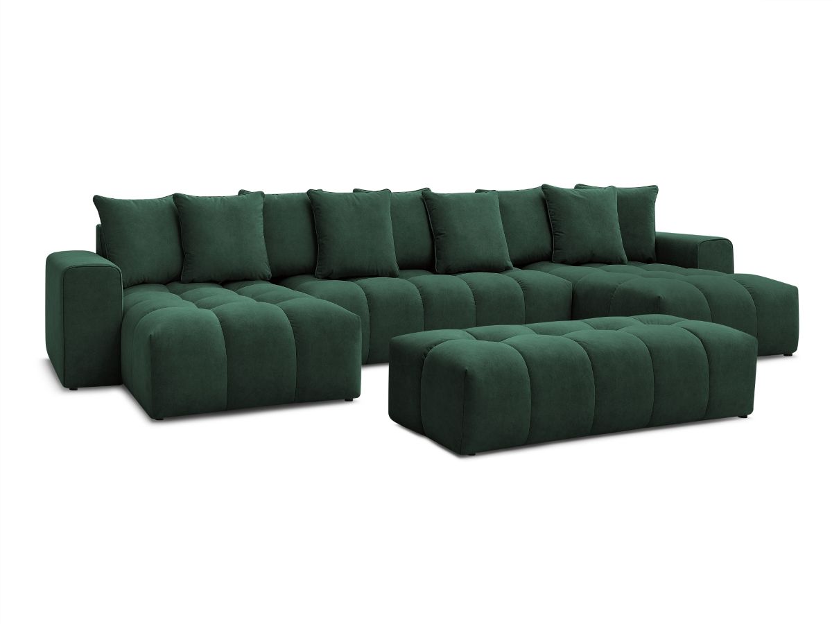 U-sofa MONT-BLANC fløyel med puff