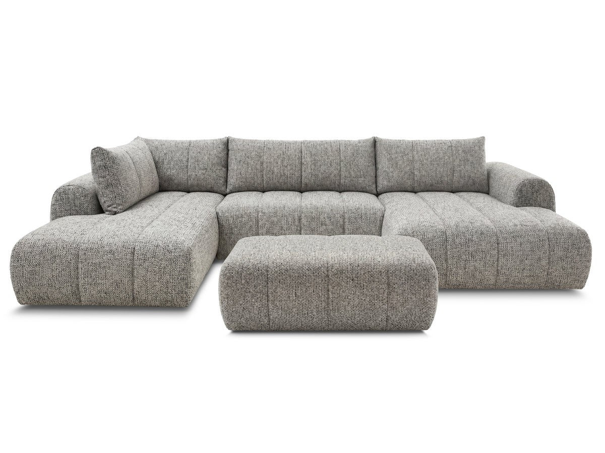 U-sofa NESTY i melert stoff med puff
