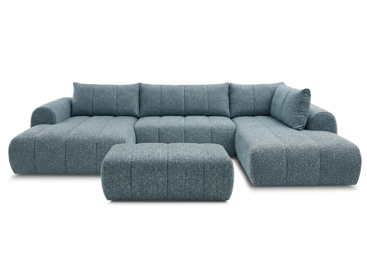 U-sofa NESTY i melert stoff med puff