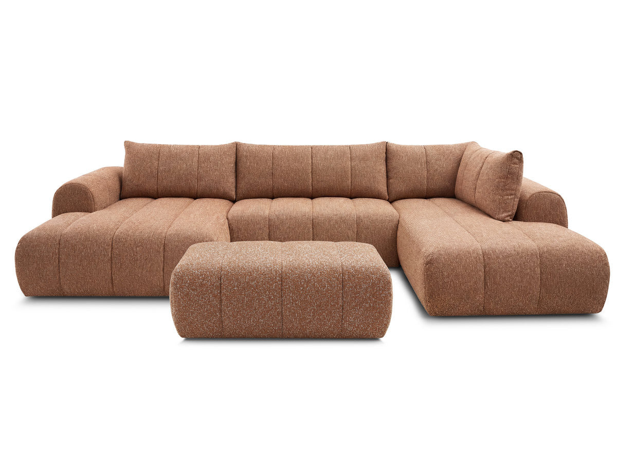 U-sofa NESTY i melert stoff med puff