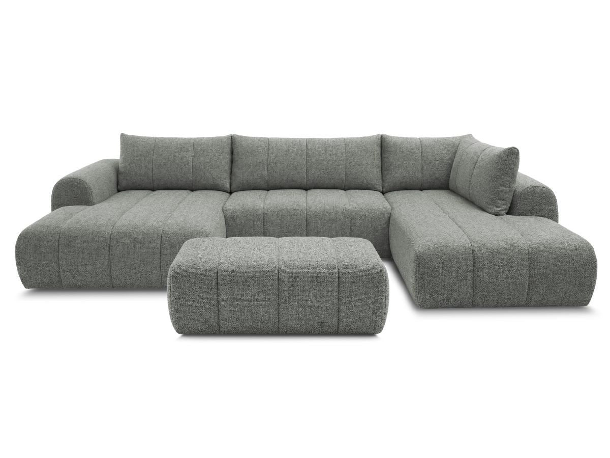 U-sofa NESTY i melert stoff med puff