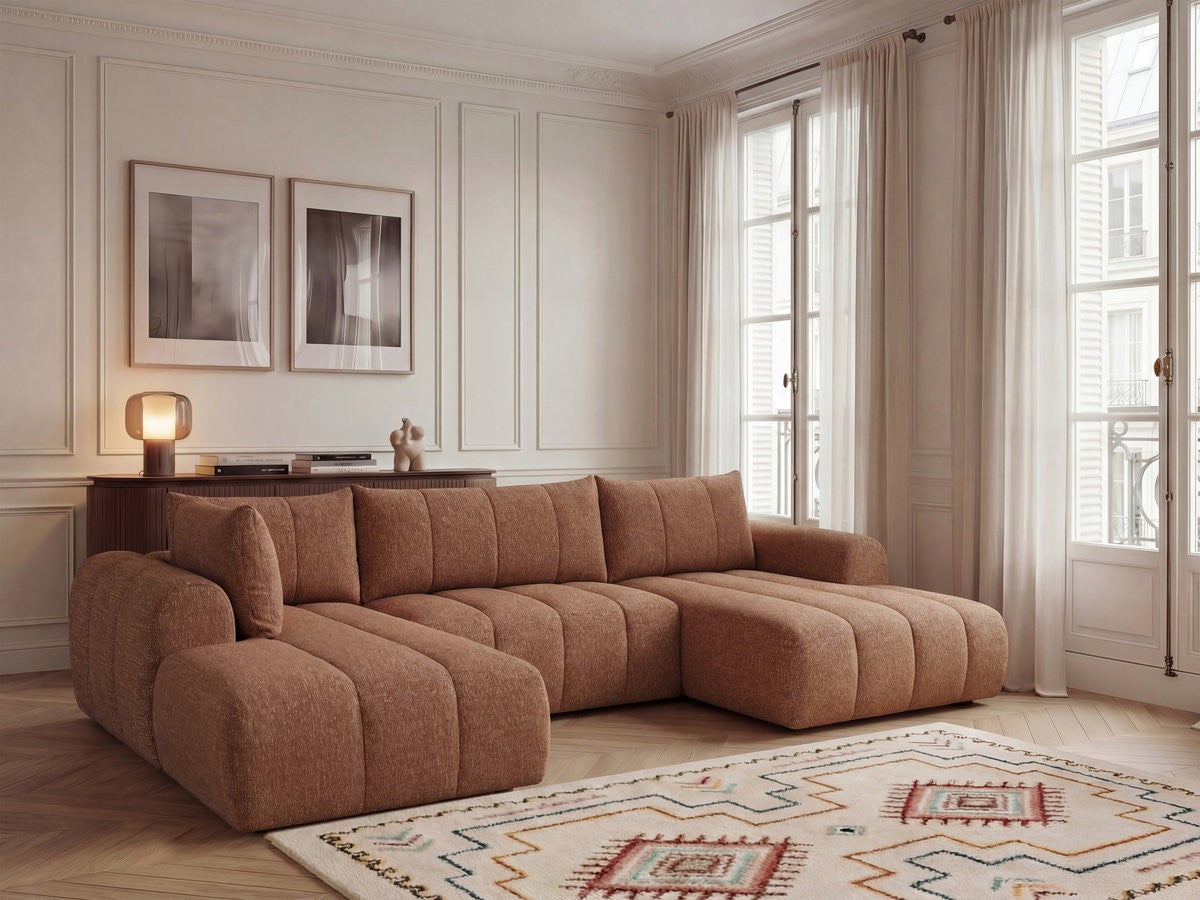 U-sofa NESTY i melert stoff