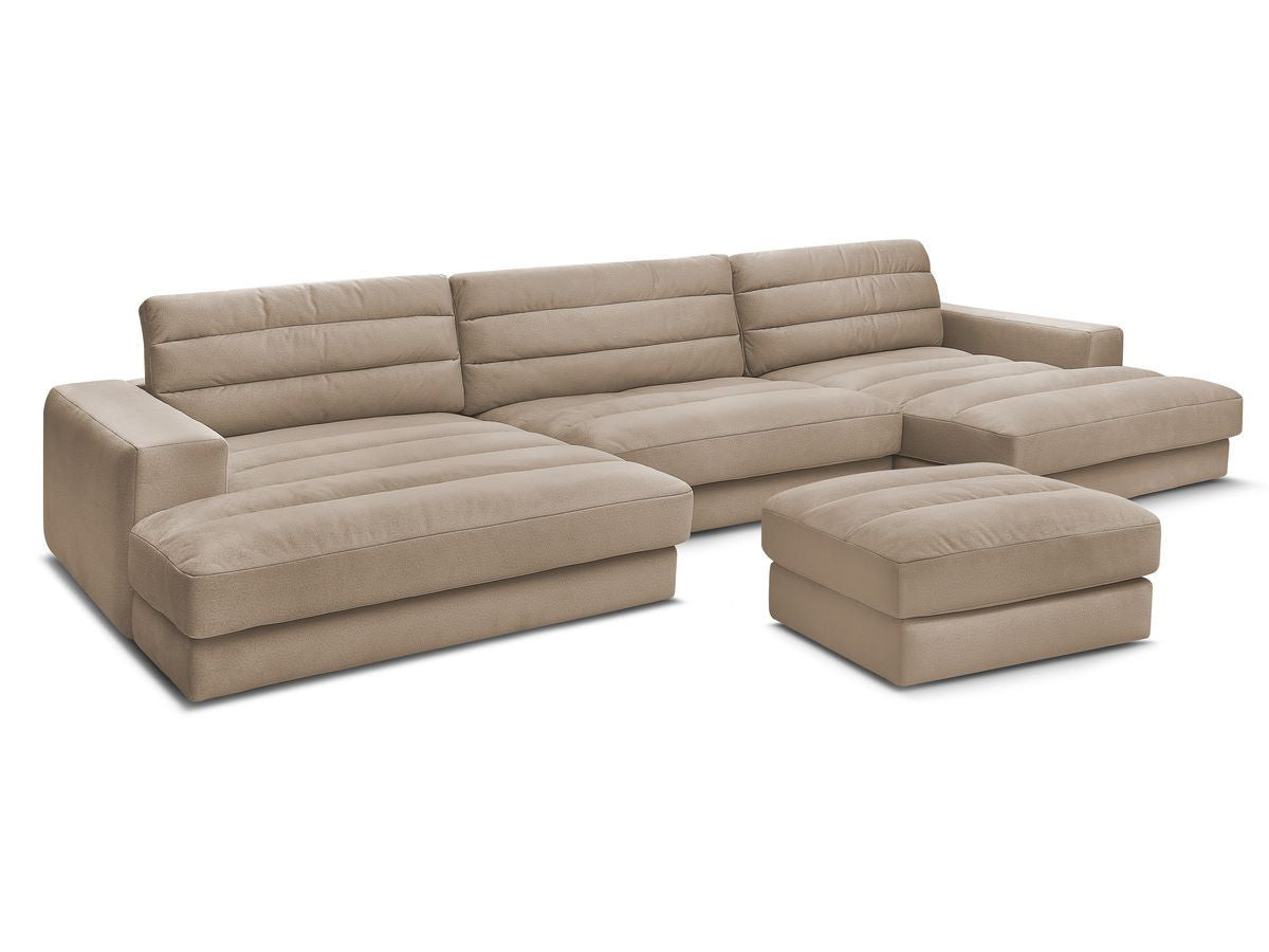 U-sofa SIERRA fløyel med puff