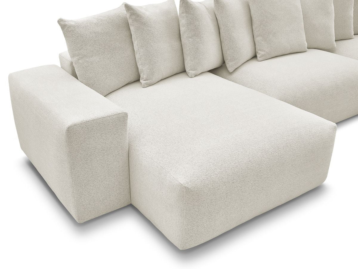 U-sofa VOLTAIRE i melert stoff med puff