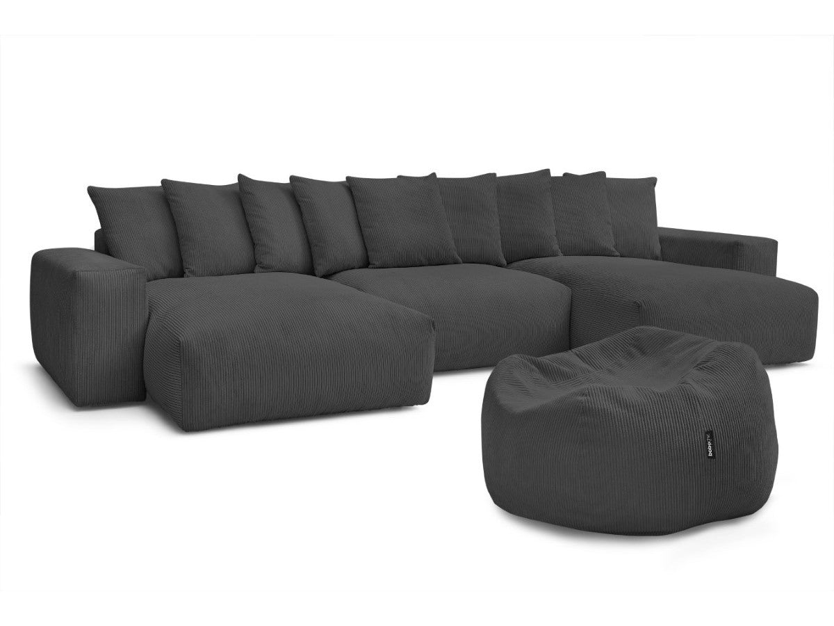 U-sofa VOLTAIRE i kordfløyel med puff