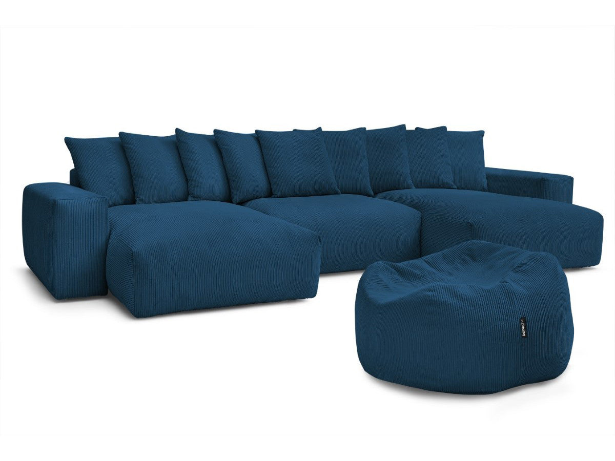 U-sofa VOLTAIRE i kordfløyel med puff