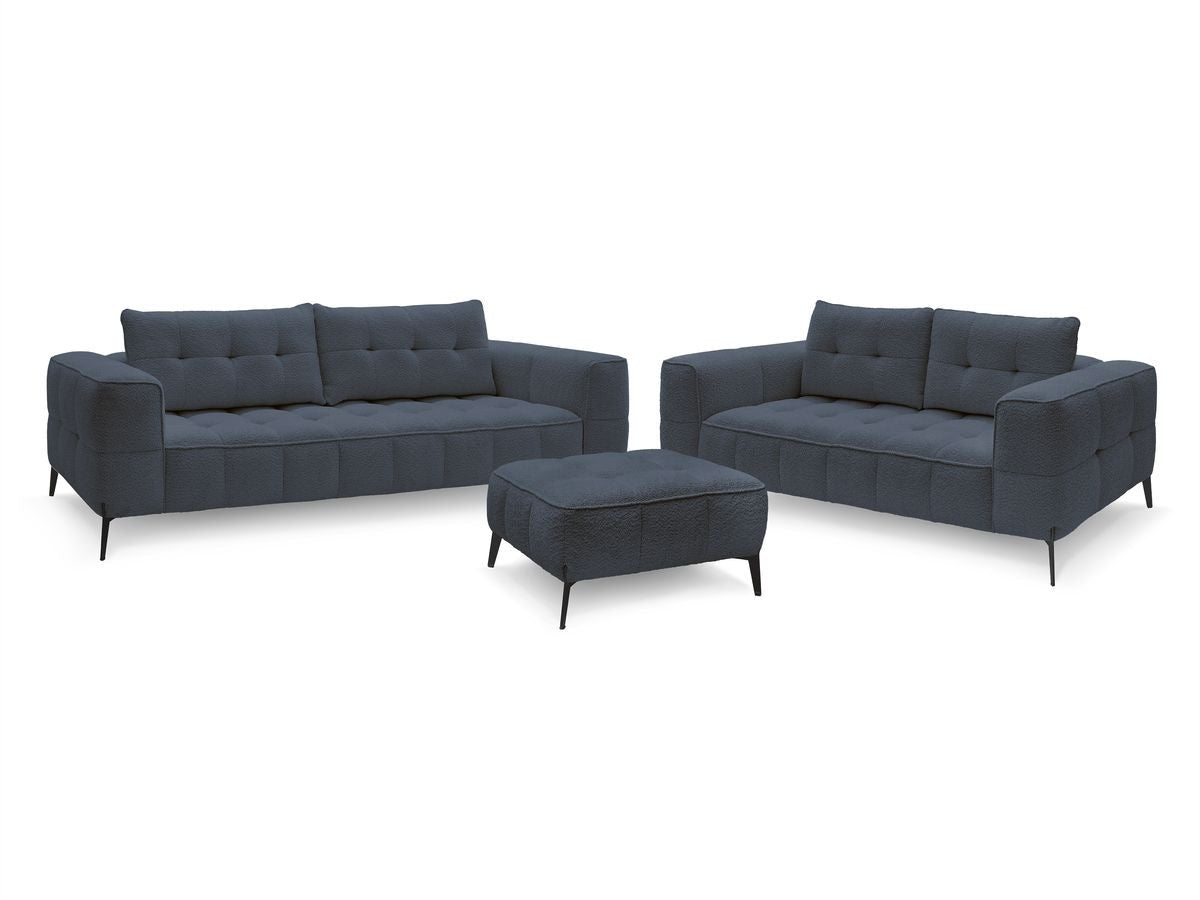 Sofagruppe 3 + 2 seter ANIS i bouclé-stoff med puff