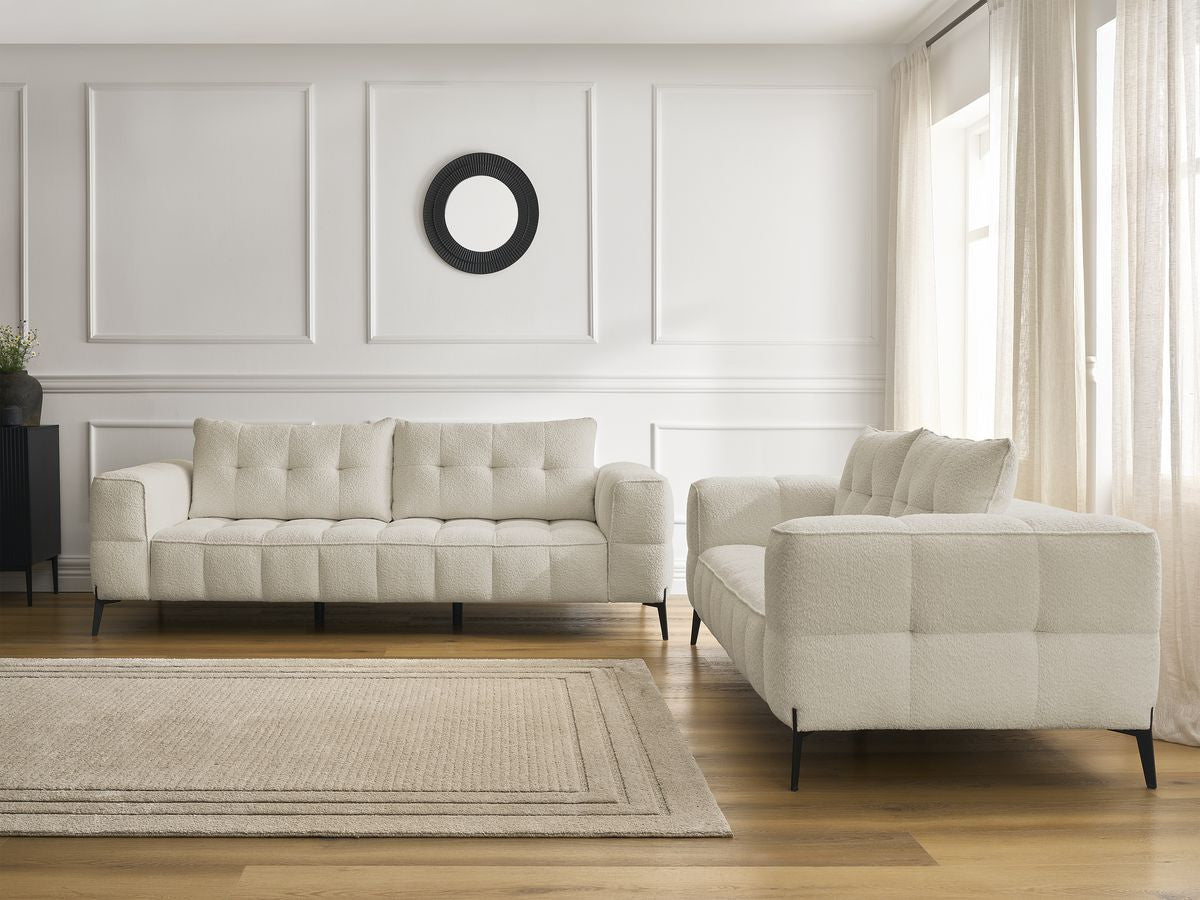 Sofagruppe 3 + 2 seter ANIS i bouclé-stoff