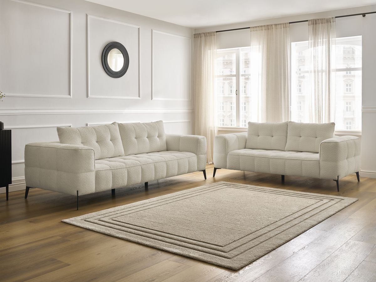 Sofagruppe 3 + 2 seter ANIS i bouclé-stoff
