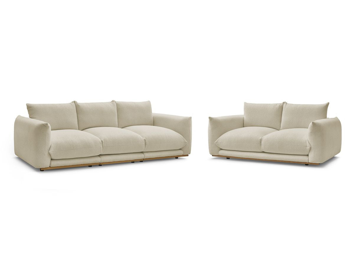 Sofagruppe 3 + 2 seter ERNEST i bouclé-stoff