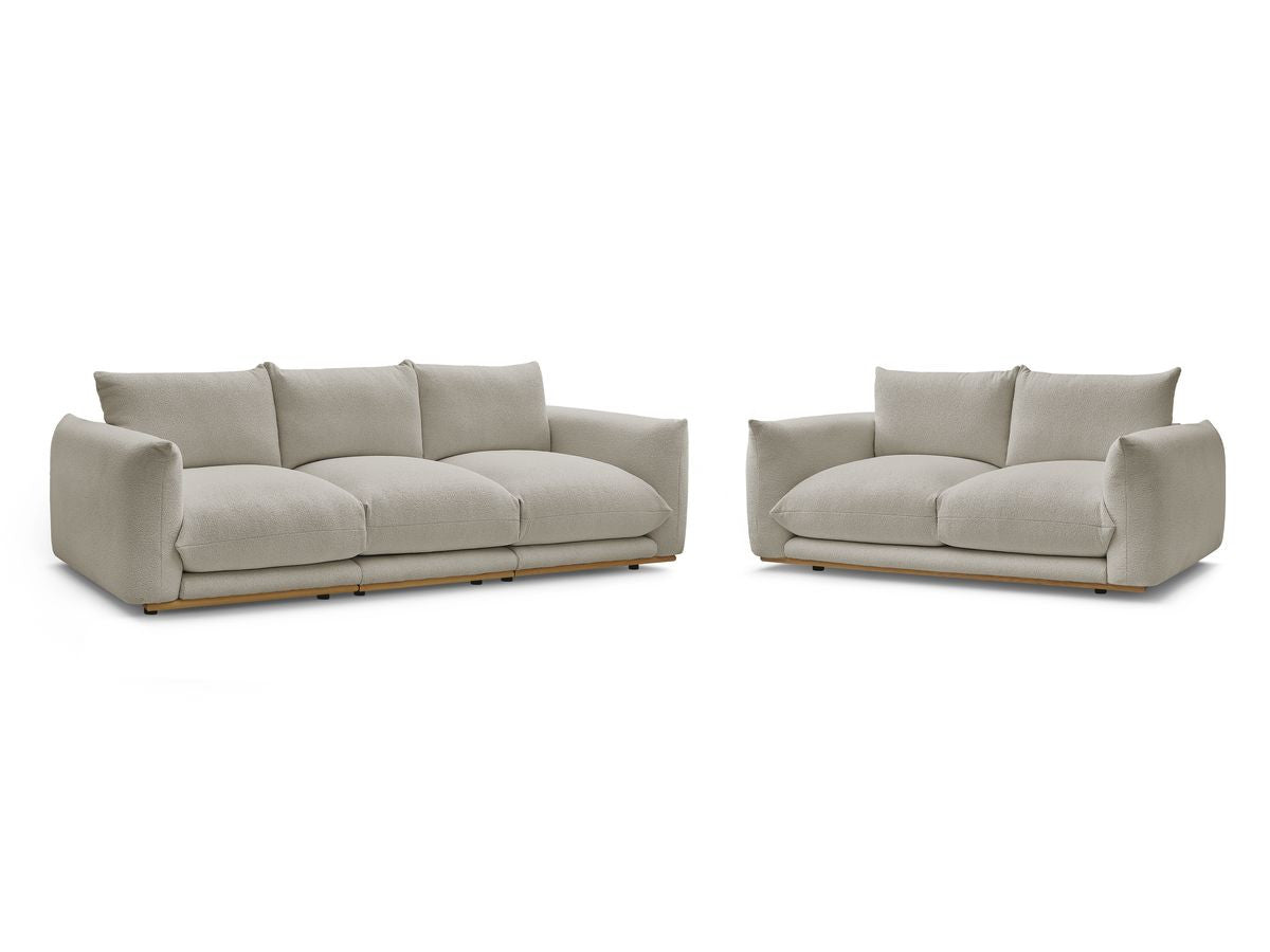 Sofagruppe 3 + 2 seter ERNEST i bouclé-stoff