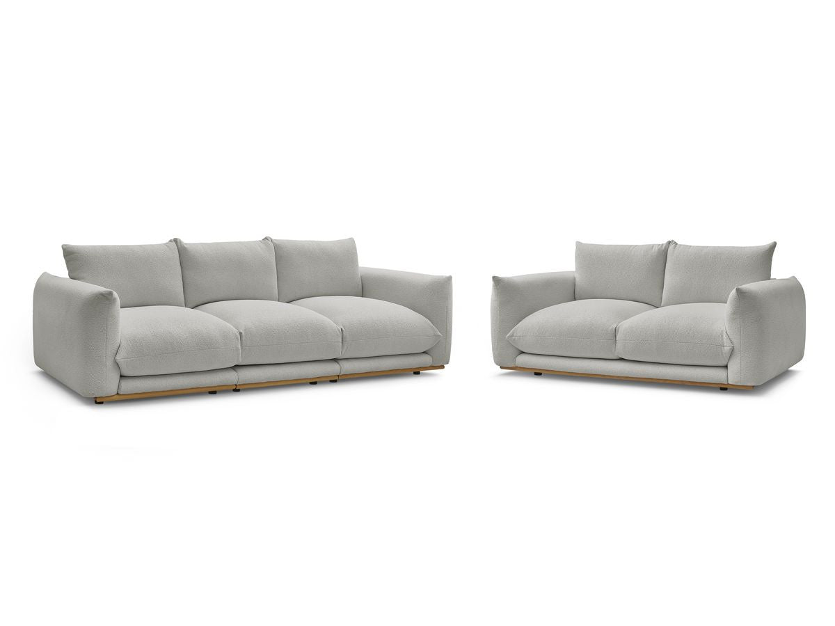 Sofagruppe 3 + 2 seter ERNEST i bouclé-stoff