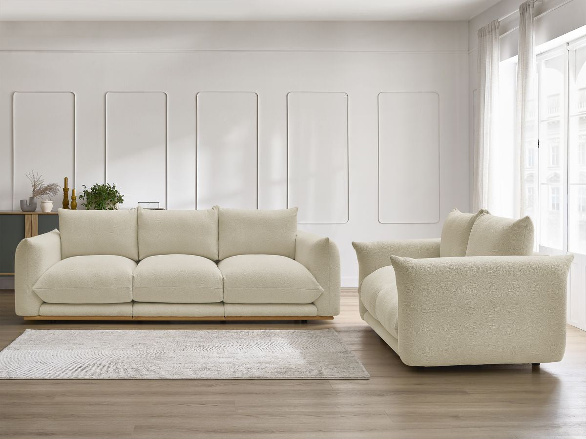 Sofagruppe 3 + 2 seter ERNEST i bouclé-stoff