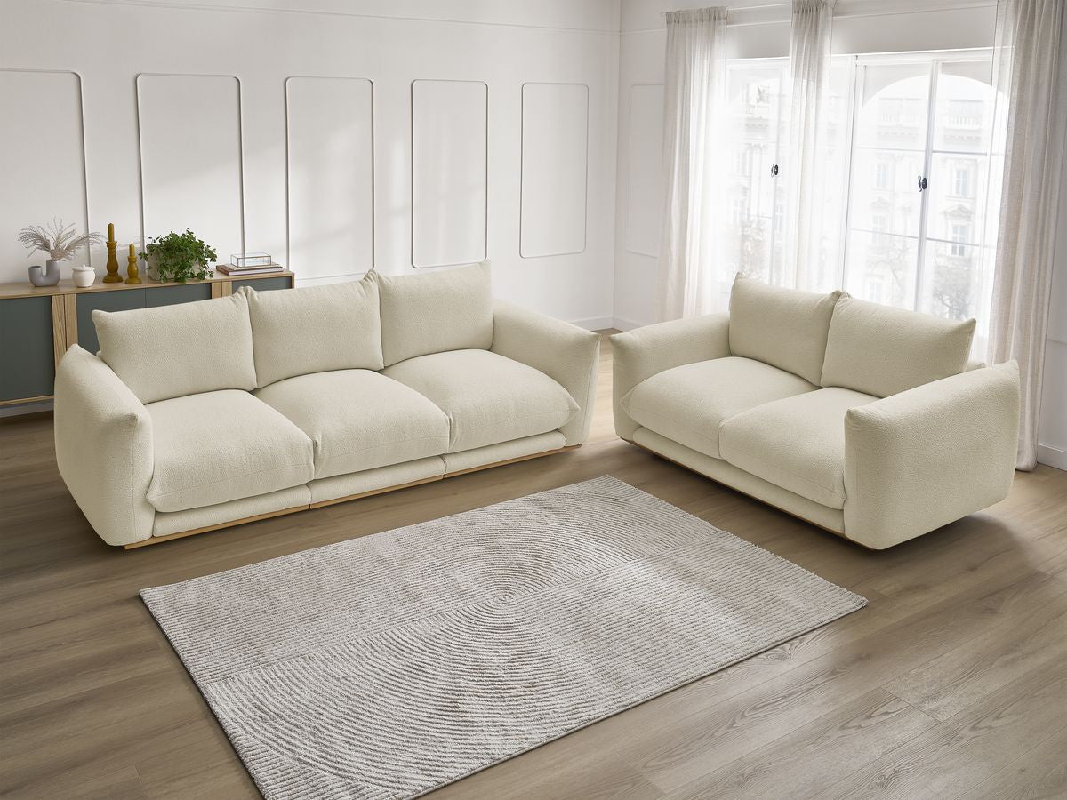 Sofagruppe 3 + 2 seter ERNEST i bouclé-stoff