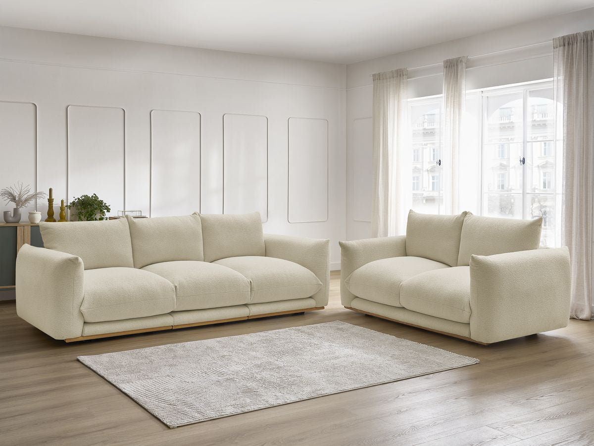 Sofagruppe 3 + 2 seter ERNEST i bouclé-stoff