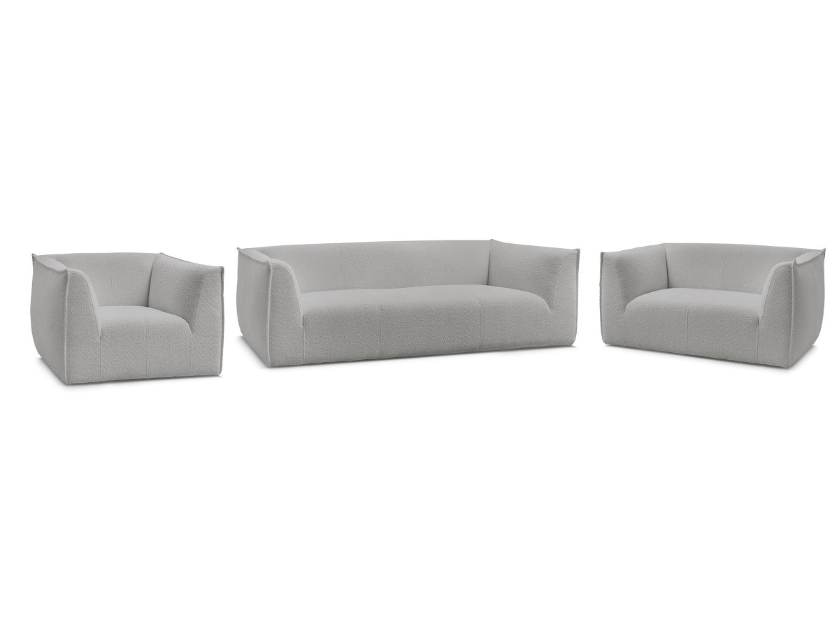Sofagruppe 3 + 2 seter + lenestol GIORGIA i bouclé-stoff