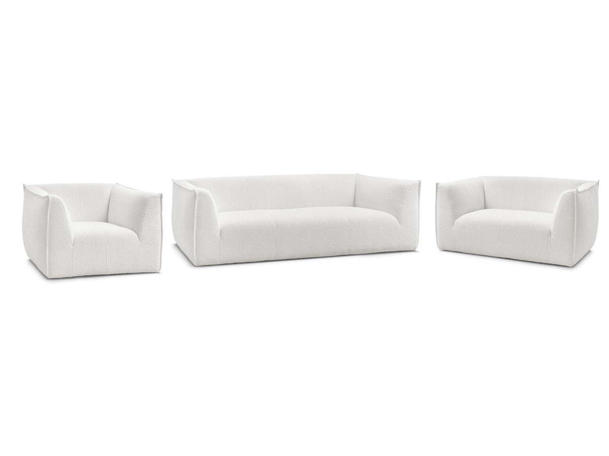 Sofagruppe 3 + 2 seter + lenestol GIORGIA i bouclé-stoff