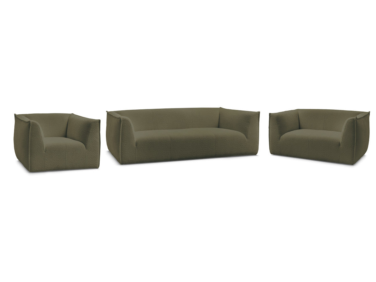 Sofagruppe 3 + 2 seter + lenestol GIORGIA i bouclé-stoff