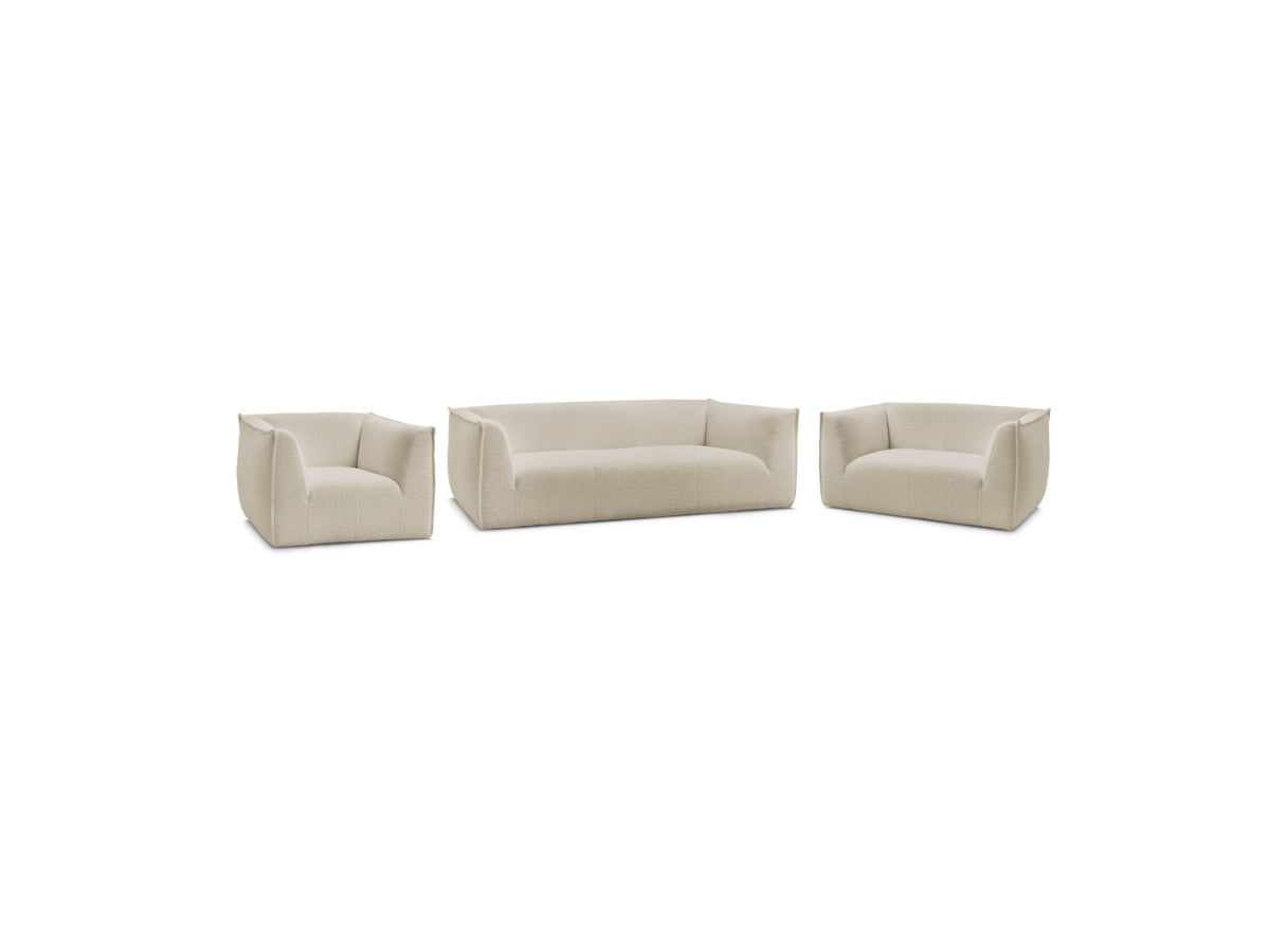 Sofagruppe 3 + 2 seter + lenestol GIORGIA i bouclé-stoff