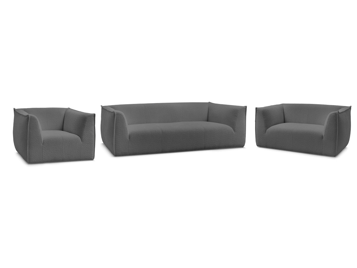 Sofagruppe 3 + 2 seter + lenestol GIORGIA i bouclé-stoff