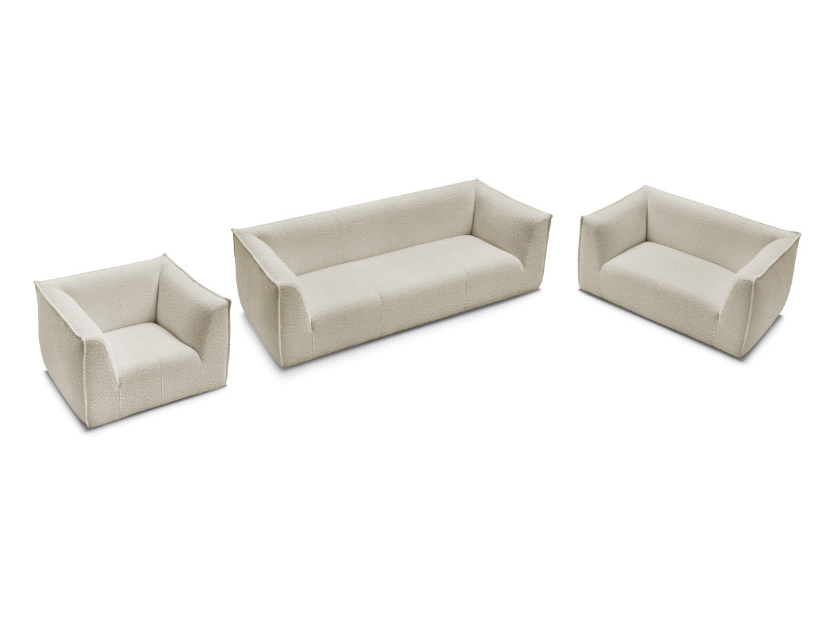 Sofagruppe 3 + 2 seter + lenestol GIORGIA i bouclé-stoff
