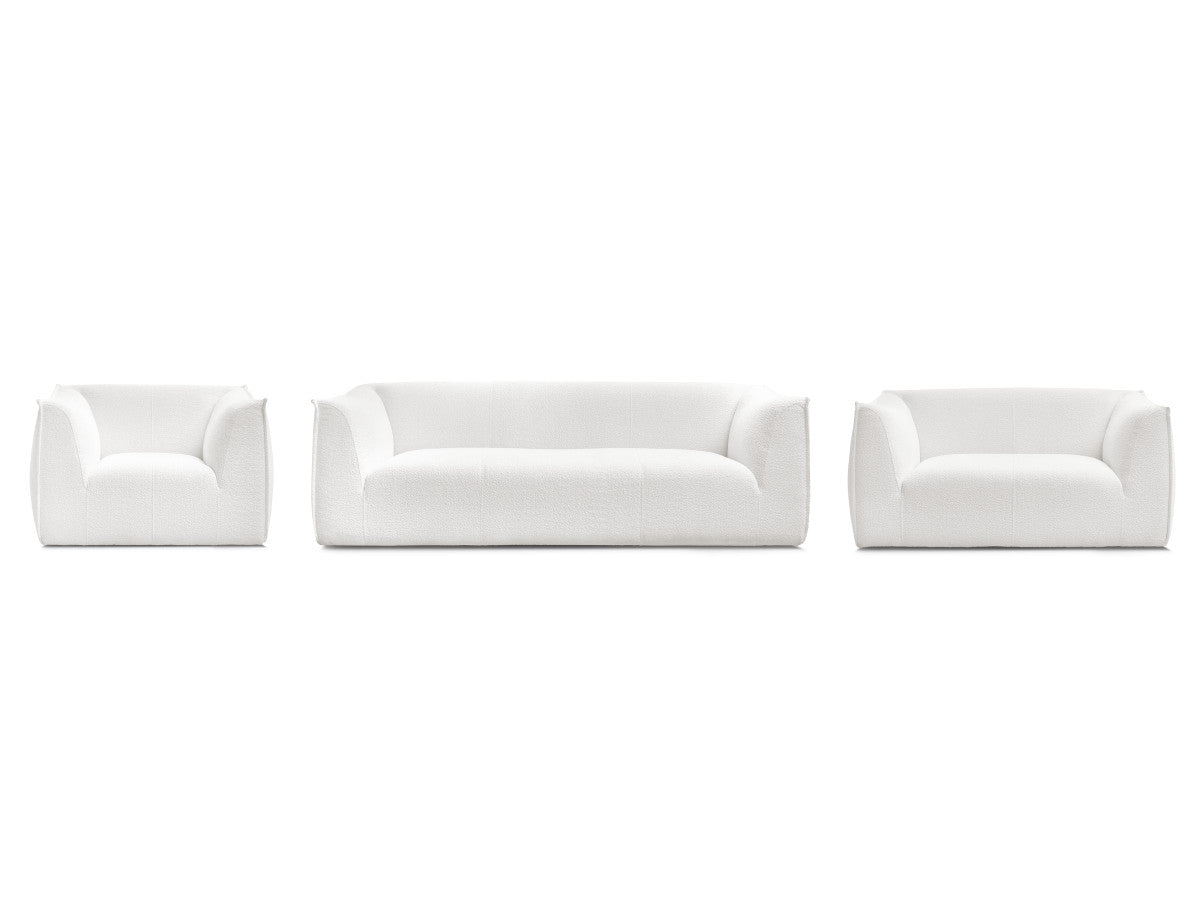 Sofagruppe 3 + 2 seter + lenestol GIORGIA i bouclé-stoff
