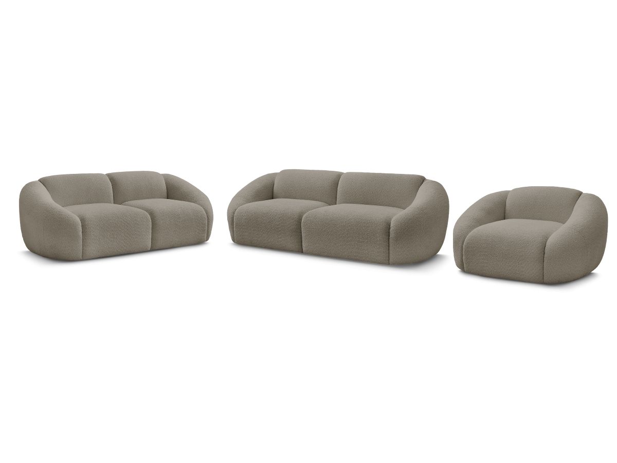 Sofagruppe 3 + 2 seter + lenestol TINA i bouclé-stoff