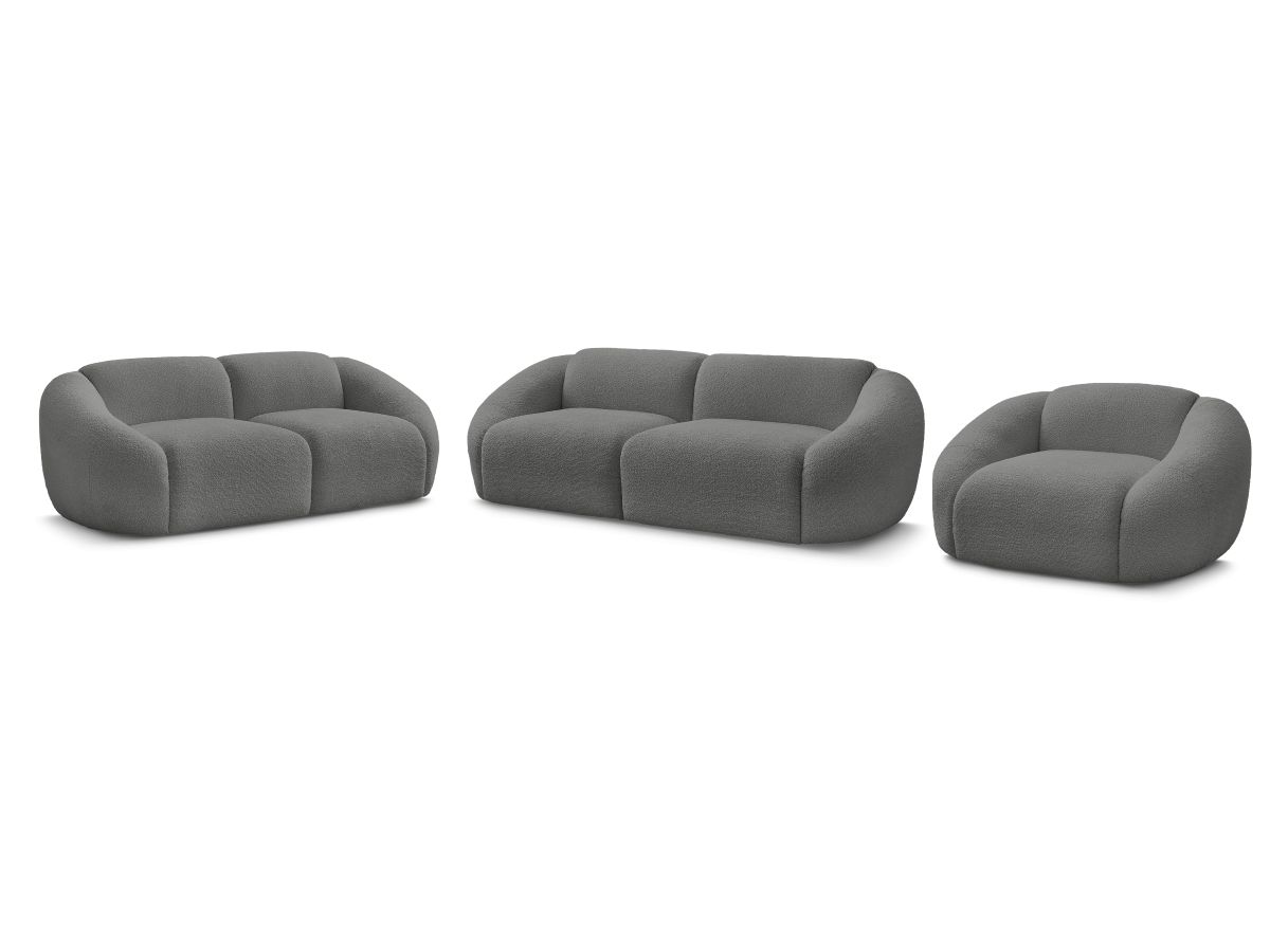 Sofagruppe 3 + 2 seter + lenestol TINA i bouclé-stoff