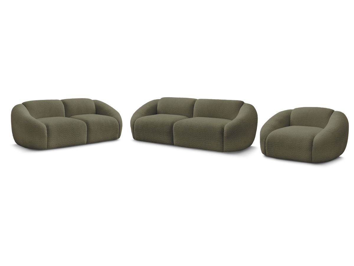 Sofagruppe 3 + 2 seter + lenestol TINA i bouclé-stoff
