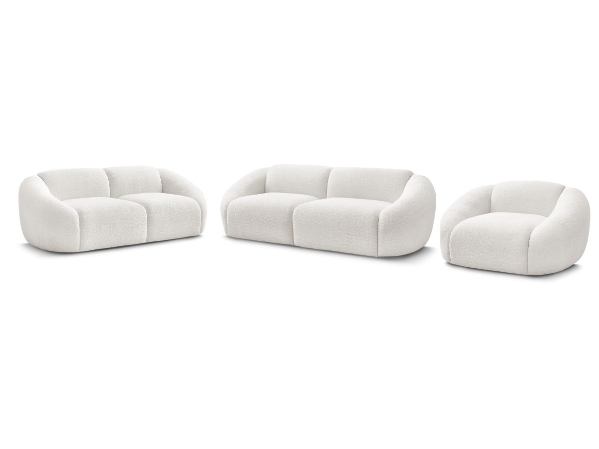 Sofagruppe 3 + 2 seter + lenestol TINA i bouclé-stoff