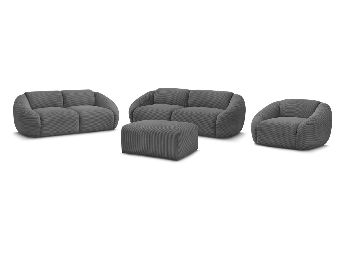 Sofagruppe 3 + 2 seter + lenestol TINA i kordfløyel med puff