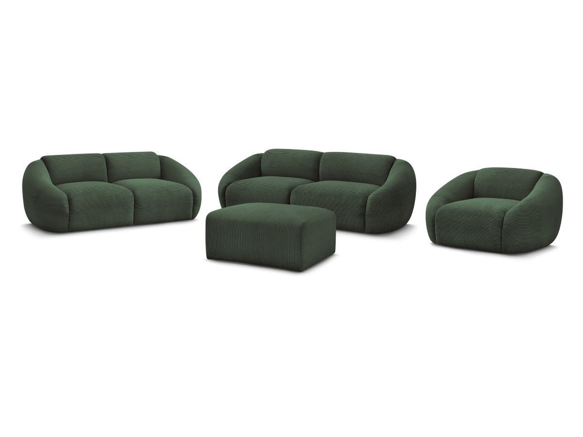 Sofagruppe 3 + 2 seter + lenestol TINA i kordfløyel med puff