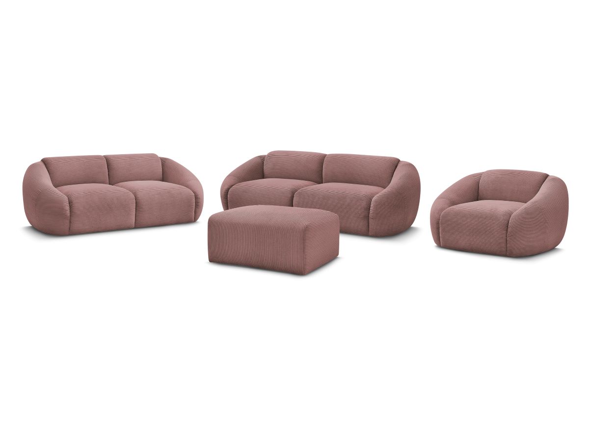 Sofagruppe 3 + 2 seter + lenestol TINA i kordfløyel med puff