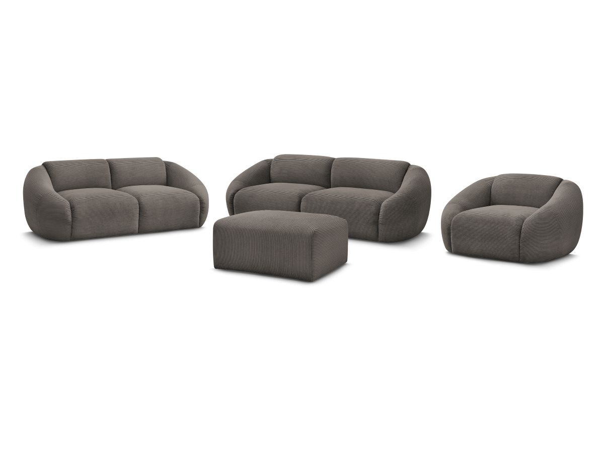 Sofagruppe 3 + 2 seter + lenestol TINA i kordfløyel med puff