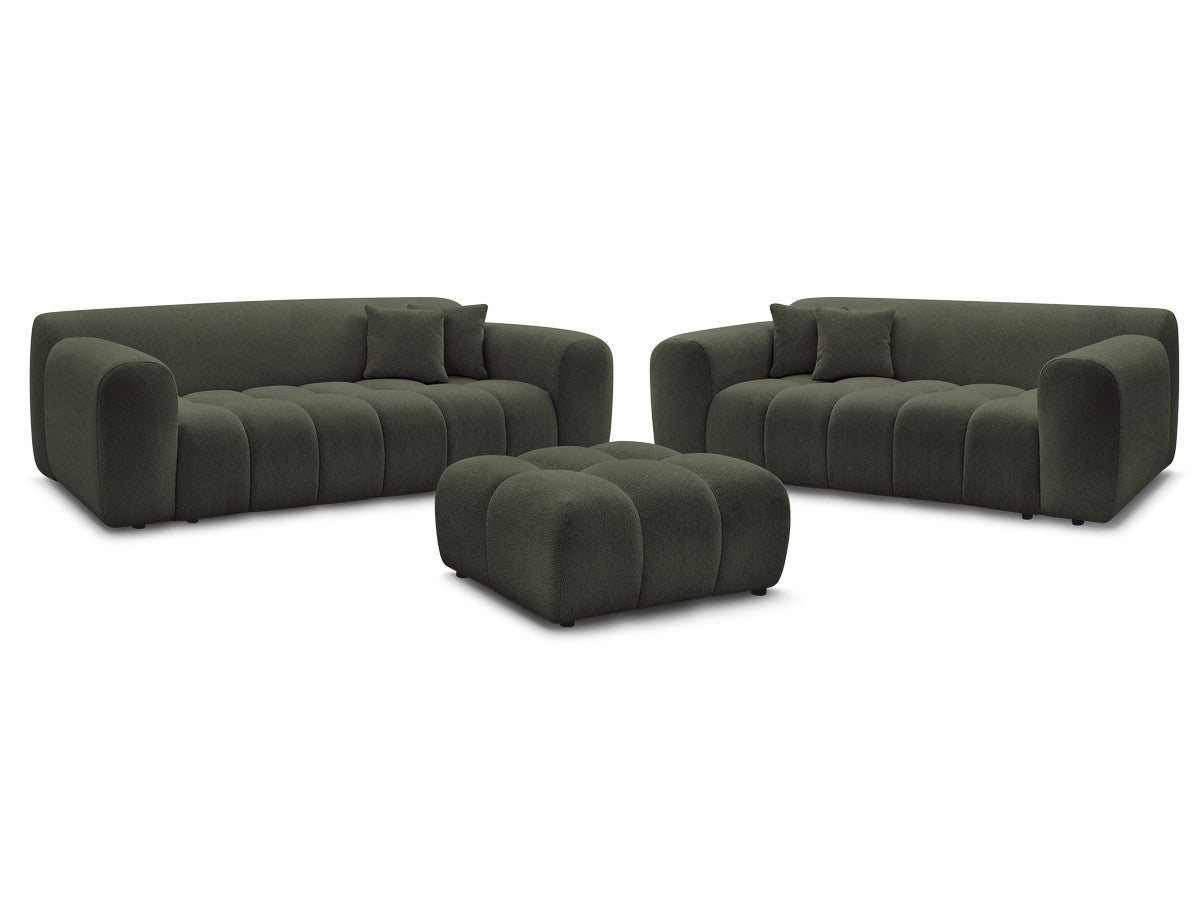 Sofagruppe 3 + 2 seter MELISSE i melert stoff med puff