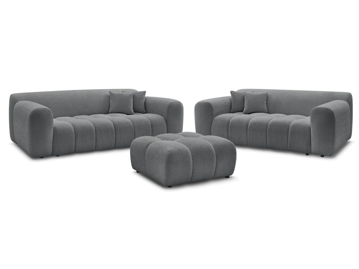 Sofagruppe 3 + 2 seter MELISSE i melert stoff med puff