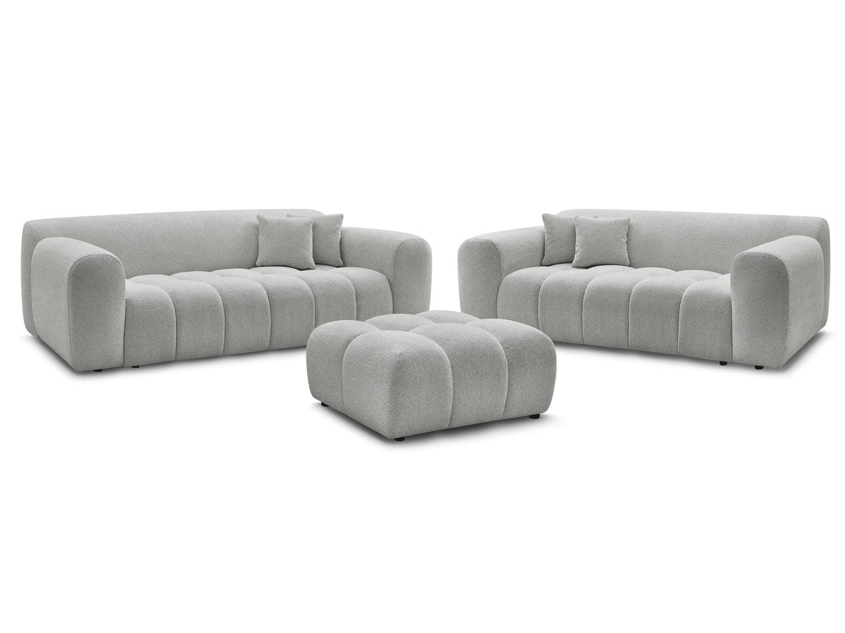 Sofagruppe 3 + 2 seter MELISSE i melert stoff med puff