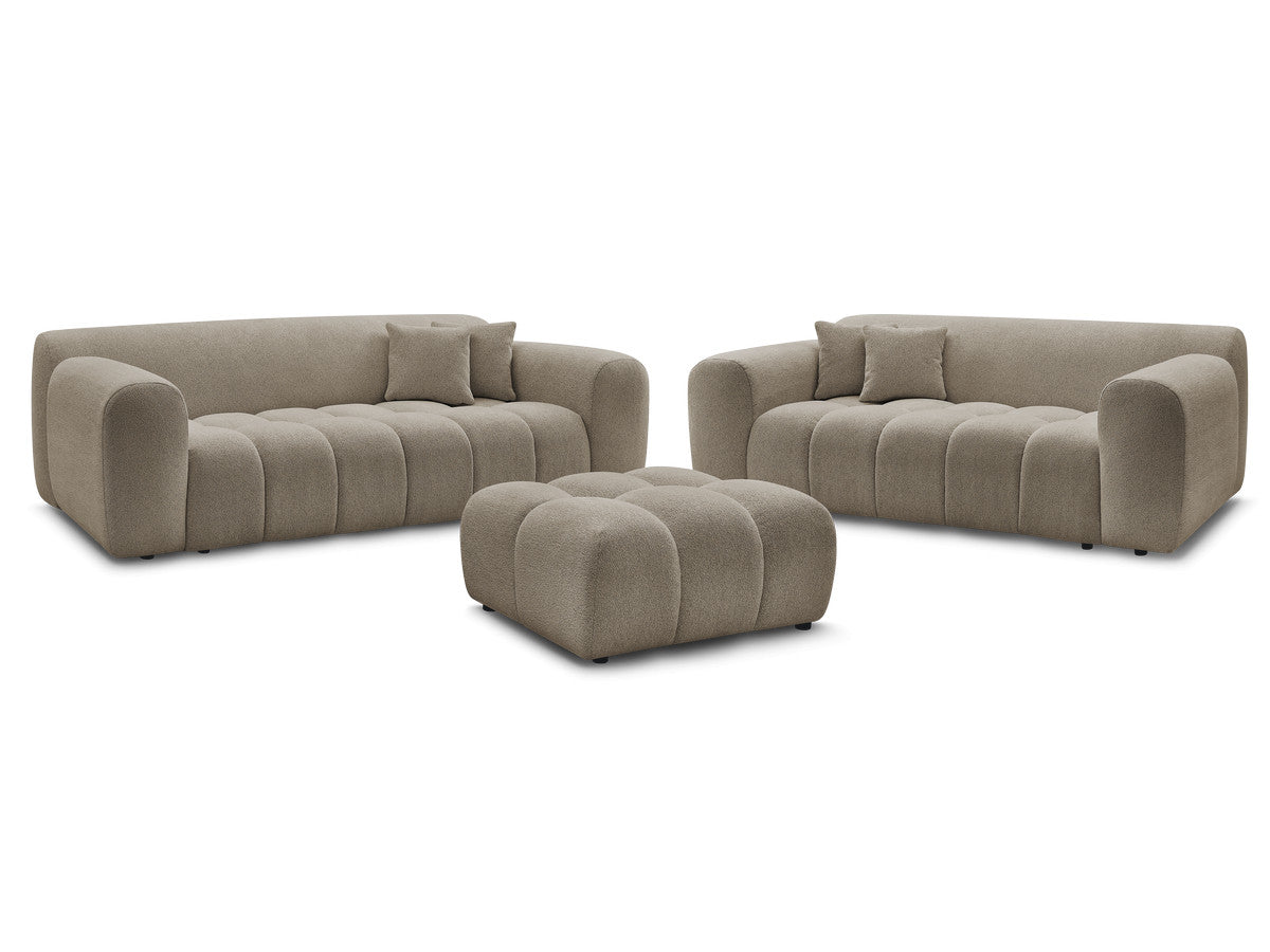 Sofagruppe 3 + 2 seter MELISSE i melert stoff med puff